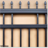 Gate is 5800mm wide and gate height is 1830mm. Gate top is fitted with spears