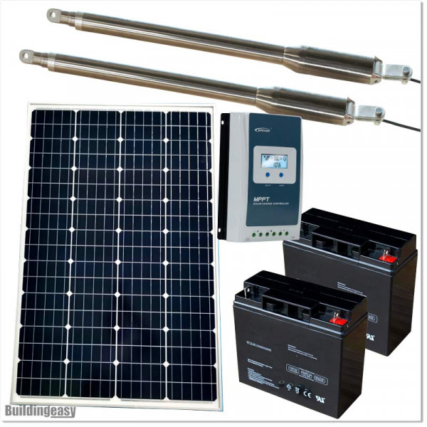 100W Solar operated double swing gate opener for medium duty applications