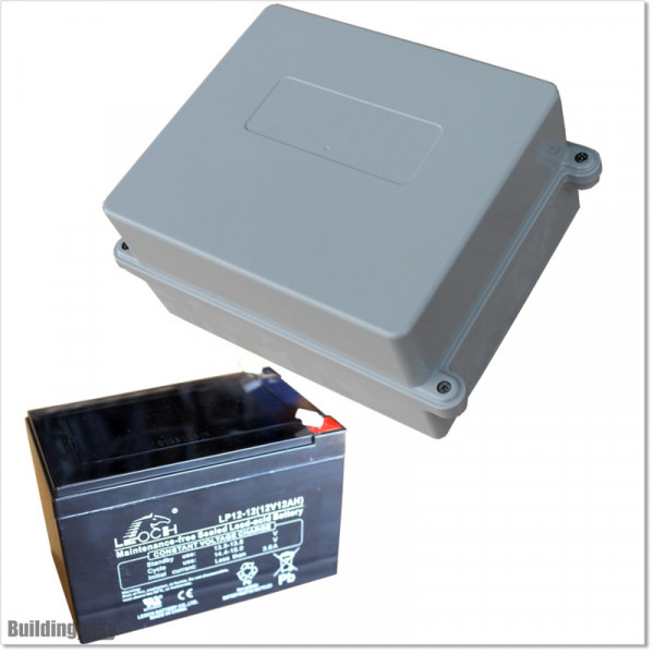 Leoch VRLA-AGM Battery fitted in a sealed box. Battery is 12V / 12A