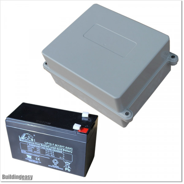 Leoch VRLA-AGM Battery fitted in a sealed box. Battery is 12V / 7A