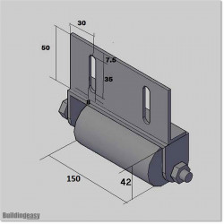 150mm Long Roller With Coner Mount Adjustable L Shape Bracket.