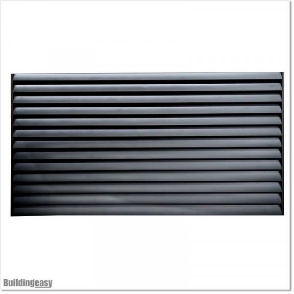 Aluminium Louver Fence is 1.45M high and 1.8M wide. Colour is Matte Black.