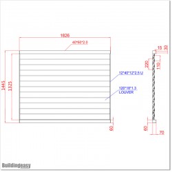 Aluminium Louver Fence Frame Look is 1.45M high and 1.8M wide. Colour is Matte Black