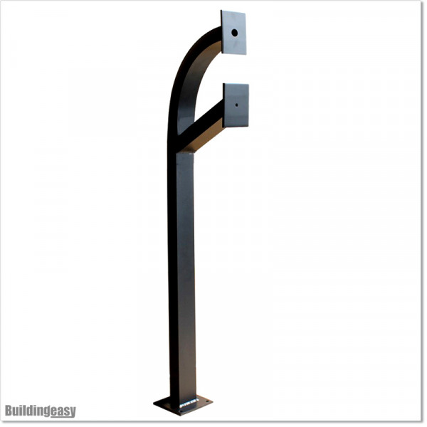 Double Gooseneck aluminium post to mount Keypads or Intercoms