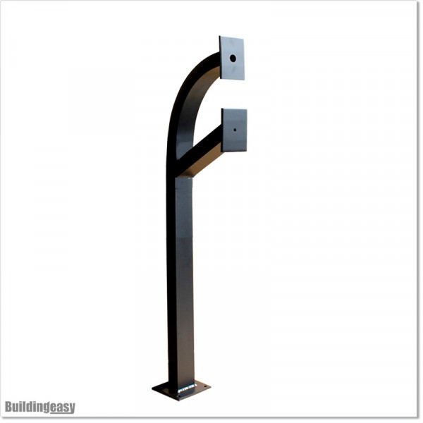 Double Gooseneck aluminium post to mount Keypads or Intercoms