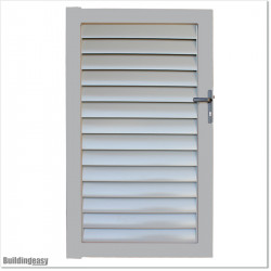 Aluminium Louver Pedestrian Gate 1M wide in Silver Pearl With Key Lock