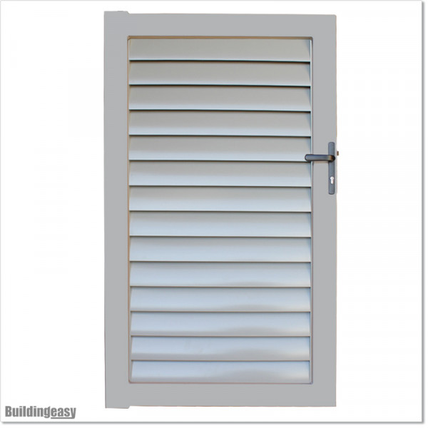 Aluminium Louver Pedestrian Gate 1M wide in Silver Pearl With Key Lock