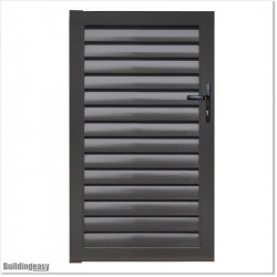 Aluminium Louver Pedestrian Gate 1M wide in Iron Sand With Parts 1.8M high
