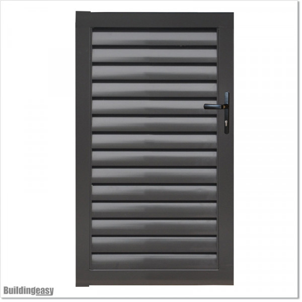 Aluminium Louver Pedestrian Gate 1M wide in Iron Sand With Parts 1.8M high