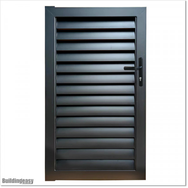Aluminium Louver Pedestrian Gate 1M wide in Matte Black With Parts 1.8M high