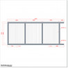 Gate is 4.3M wide and gate height is 1.8M. Gate fits 4.0M post gap