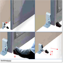 Self-locking and adjustable swing gate stopper. Use it when the gate is at open position
