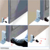 Self-locking and adjustable swing gate stopper. Use it when the gate is at open position