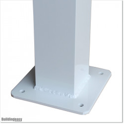 Post is powder coated in White colour. Post is 2.0M long. Post base is 200 X 200 and 10mm thick
