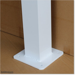 Post is powder coated in White colour. Post is 2.0M long. Post base is 200 X 200 and 10mm thick