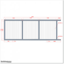 Gate is 4.8M wide and gate height is 1.8M. Gate fits 4.5M post gap
