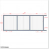 Gate is 4.8M wide and gate height is 1.8M. Gate fits 4.5M post gap