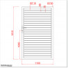 Gate is 1100mm wide (excluding hinge width) and height is 1815mm. Gate comes with Lock
