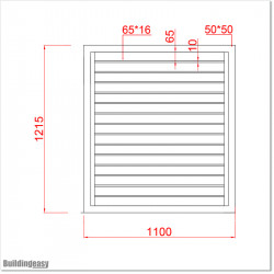 Gate is 1100mm wide (excluding hinge width) and height is 1215mm