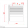 Gate is 1100mm wide (excluding hinge width) and height is 1215mm
