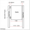 Gate is 1100mm wide (excluding hinge width) and height is 1515mm