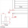 Pedestrian Tongue & Groove gate is 1.0M wide and gate height is 1.75M. Gate comes with a Lock