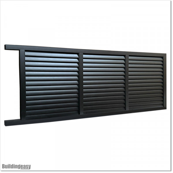 5.0M Wide & 1.8M High Flat Top Louver Sliding Gate in Matte Black Colour.