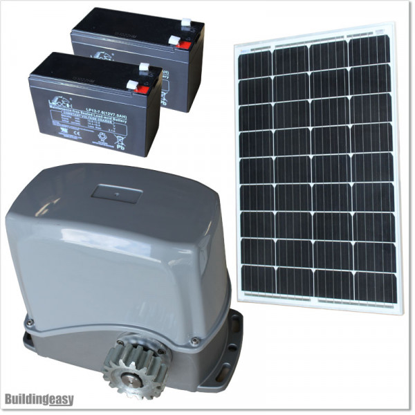 Light duty solar powered sliding gate opener. Kit comes with 24V solar system