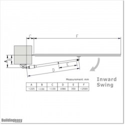 SWS2HL Gate Opener Actuator Arm. Maximum Piston Stroke 430mm