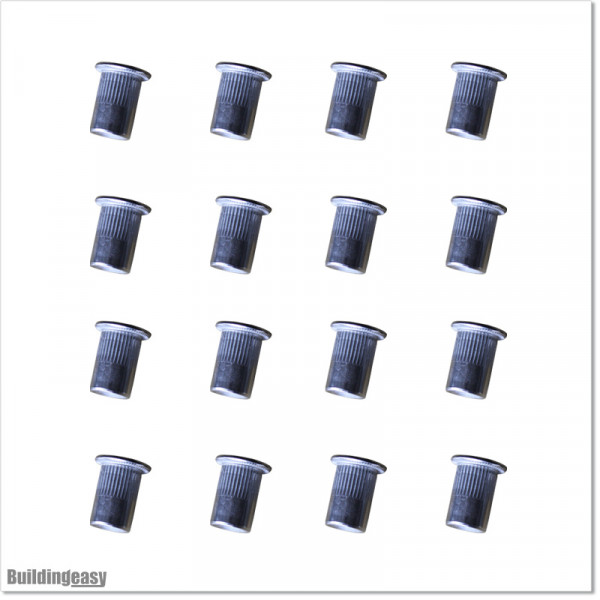 Large Flange Head M8 Aluminium Rivet Nut 16 pieces