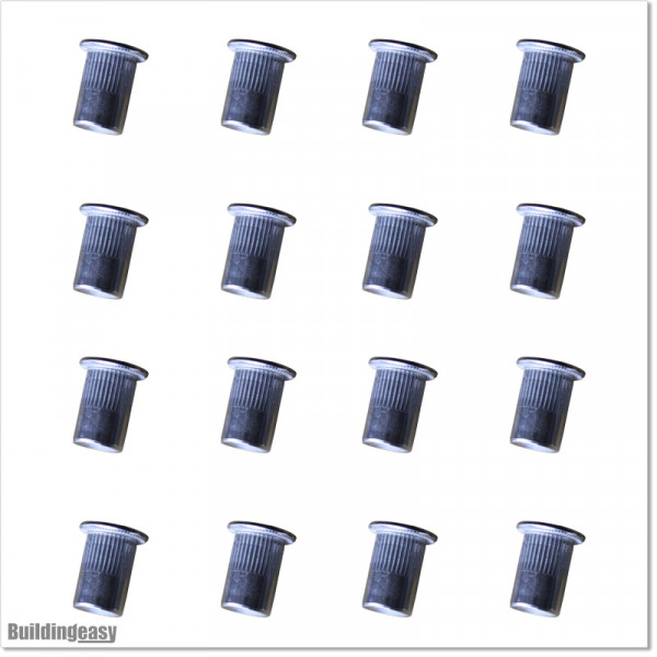 Large Flange Head M10 Aluminium Rivet Nut 16 pieces