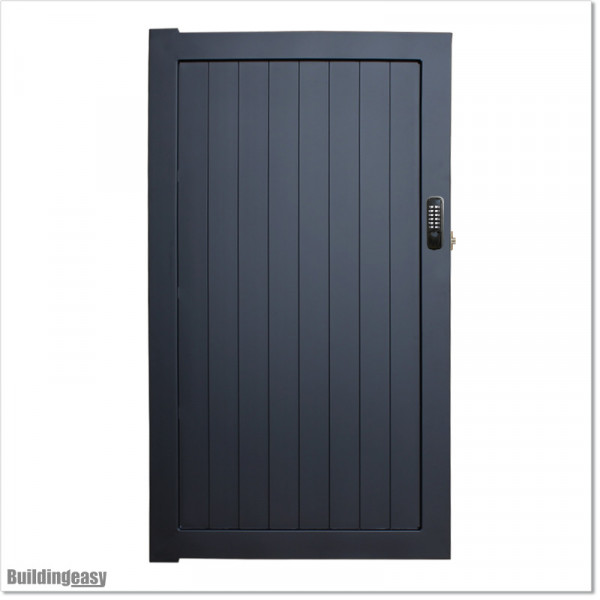Pedestrian Tongue & Groove gate is 1.0M wide and gate height is 1.75M. Gate comes with a Lock
