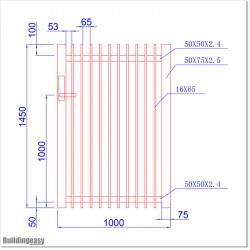 Finn Gate is 1000mm wide (excluding hinge gap) and 1450mm high. Gate comes with Button Lock and Stricker Bracket