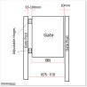 Finn Gate is 1000mm wide (excluding hinge gap) and 1750mm high. Gate comes with Button Lock and Stricker Bracket