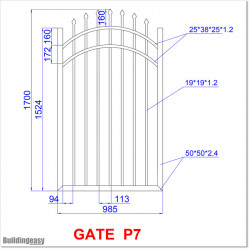 Aluminium Black Colour 1. M High Curved Top Pedestrian Gates.
