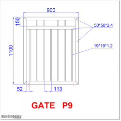 Aluminium Flat Top Pedestrian Gates 0.9M Wide in Black Colour