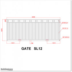 4.2M Wide Gate 1.7M High Flat Top Sliding Gate in Black Colour.