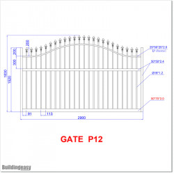 2.9M Wide Arch Aluminium Single swing Gate With Fitting Parts.