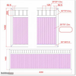 Gate is 4.35M wide and gate height is 1.45. Gate fits 4.0M post gap. Gate colour Pure White (RAL9010)