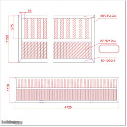 Gate is 4.725M wide and gate height is 1.15. Gate fits 4.5M post gap. Gate colour Matte Black (RAL9005)