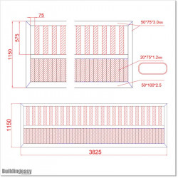 Gate is 3.825 wide and gate height is 1.15. Gate fits 3.5M post gap. Gate colour Pure White (RAL9010)