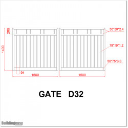 1.5M High Aluminium Flat Top Swing Gates 3M Wide in Auckland.