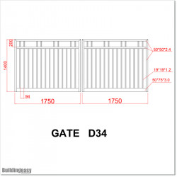 Very Light Aluminium Double Swing Gate 3.78M Wide and 1.5M High.