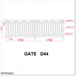 Very Light Ready Made Aluminium Double Swing Gate 3.5MWide & 1.2M High.