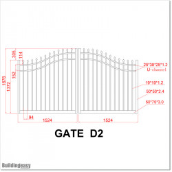 Best Quality Black Colour 3M wide Arched Aluminium Double swing Gates