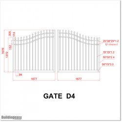 3.4M wide Aluminium 1.5M High Curved Double swing Gate in Auckland