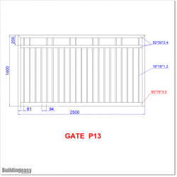 2.5M Wide AluminiumSingle Swing Gate in Auckland black Colour.