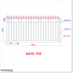 2.5M Wide Aluminium Single Swing Gate in Auckland black Colour.