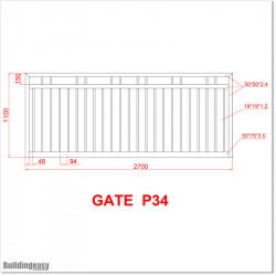 This gate is 2.7M wide and gate height is 1.1M.