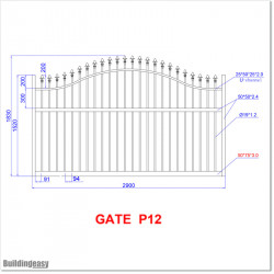 2.9M Wide Arch Aluminium Single swing Gate With Fitting Parts.